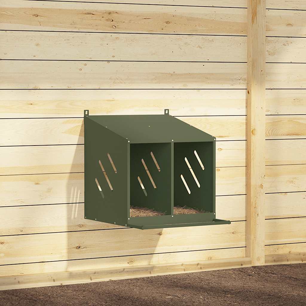 Kippennestkastje met 2 vakken olijfgroen metaal is nu te koop bij PeponiXL, paradijselijk wonen!