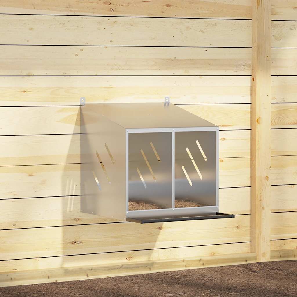 Kippennestkast met 2 vakken gegalvaniseerd metaal zilverkleurig is nu te koop bij PeponiXL, paradijselijk wonen!