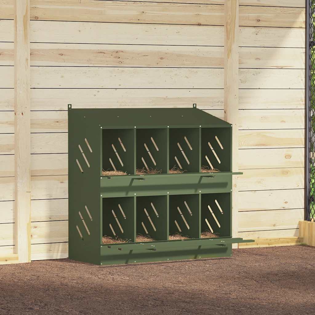 Kippennestkastje met 8 vakken olijfgroen metaal is nu te koop bij PeponiXL, paradijselijk wonen!