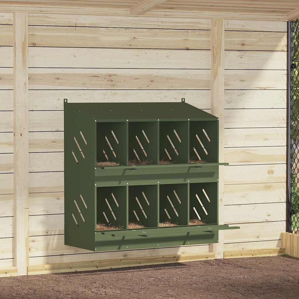 Kippennestkastje met 8 vakken olijfgroen metaal is nu te koop bij PeponiXL, paradijselijk wonen!
