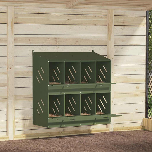 Kippennestkastje met 8 vakken olijfgroen metaal is nu te koop bij PeponiXL, paradijselijk wonen!