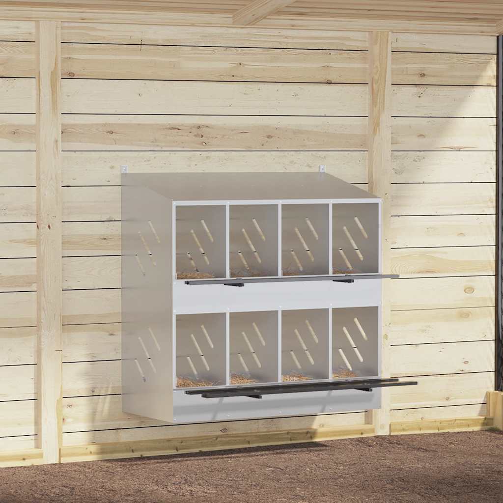 Kippennestkast met 8 vakken gegalvaniseerd metaal zilverkleurig is nu te koop bij PeponiXL, paradijselijk wonen!