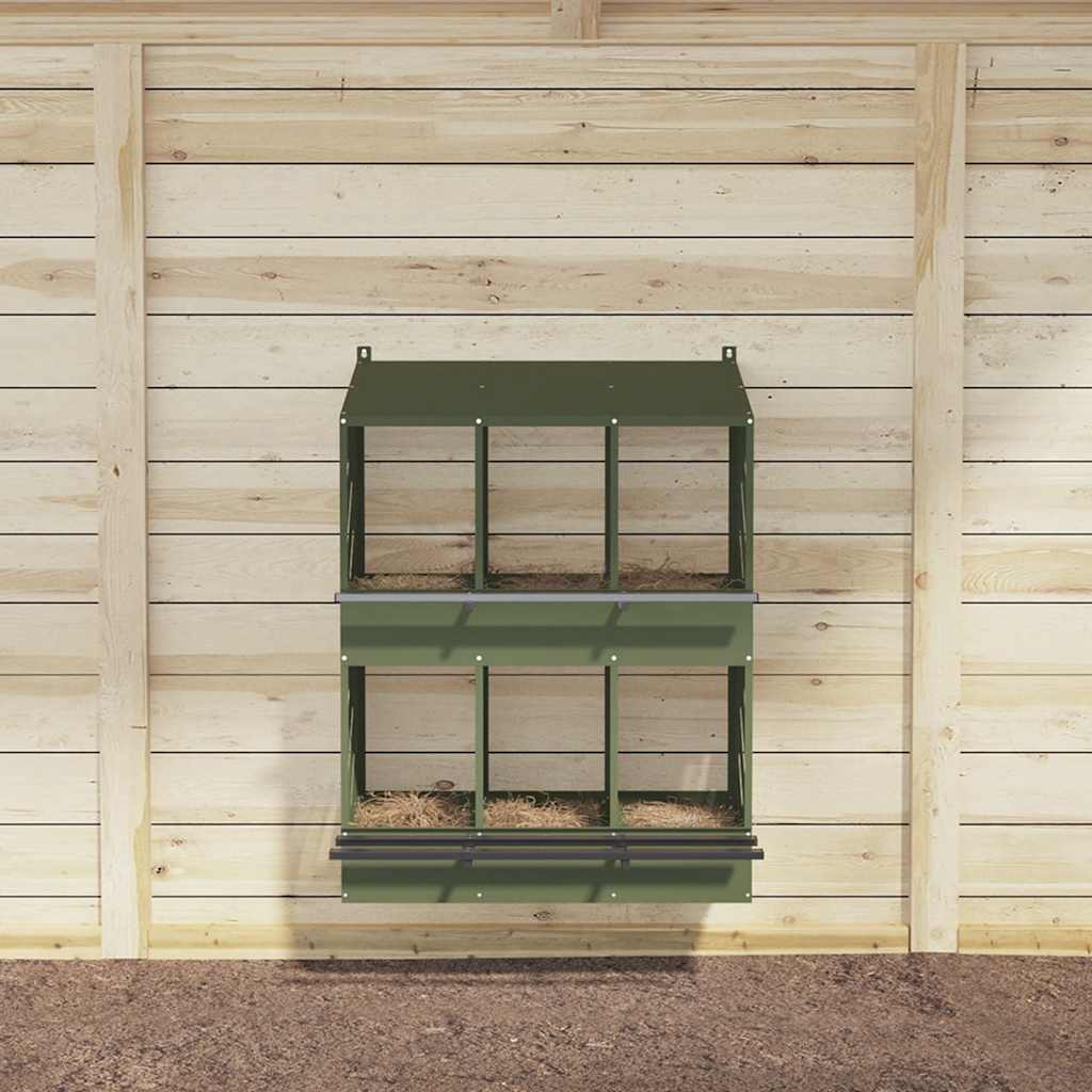 Kippennestkastje met 6 vakken olijfgroen metaal is nu te koop bij PeponiXL, paradijselijk wonen!