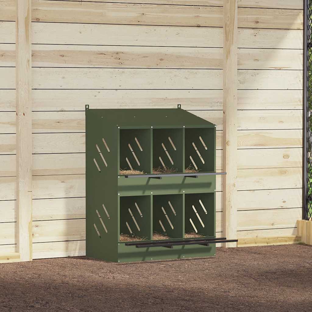 Kippennestkastje met 6 vakken olijfgroen metaal is nu te koop bij PeponiXL, paradijselijk wonen!