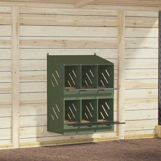 Kippennestkastje met 6 vakken olijfgroen metaal is nu te koop bij PeponiXL, paradijselijk wonen!