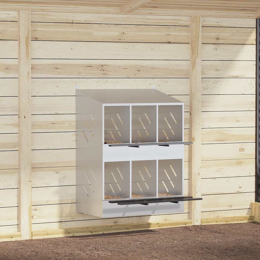 Kippennestkast met 6 vakken gegalvaniseerd metaal zilverkleurig is nu te koop bij PeponiXL, paradijselijk wonen!