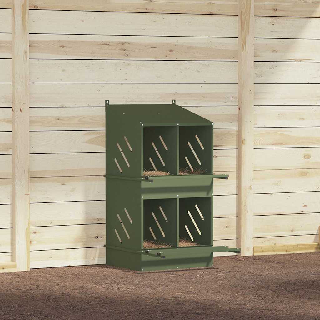 Kippennestkastje met 4 vakken olijfgroen metaal is nu te koop bij PeponiXL, paradijselijk wonen!