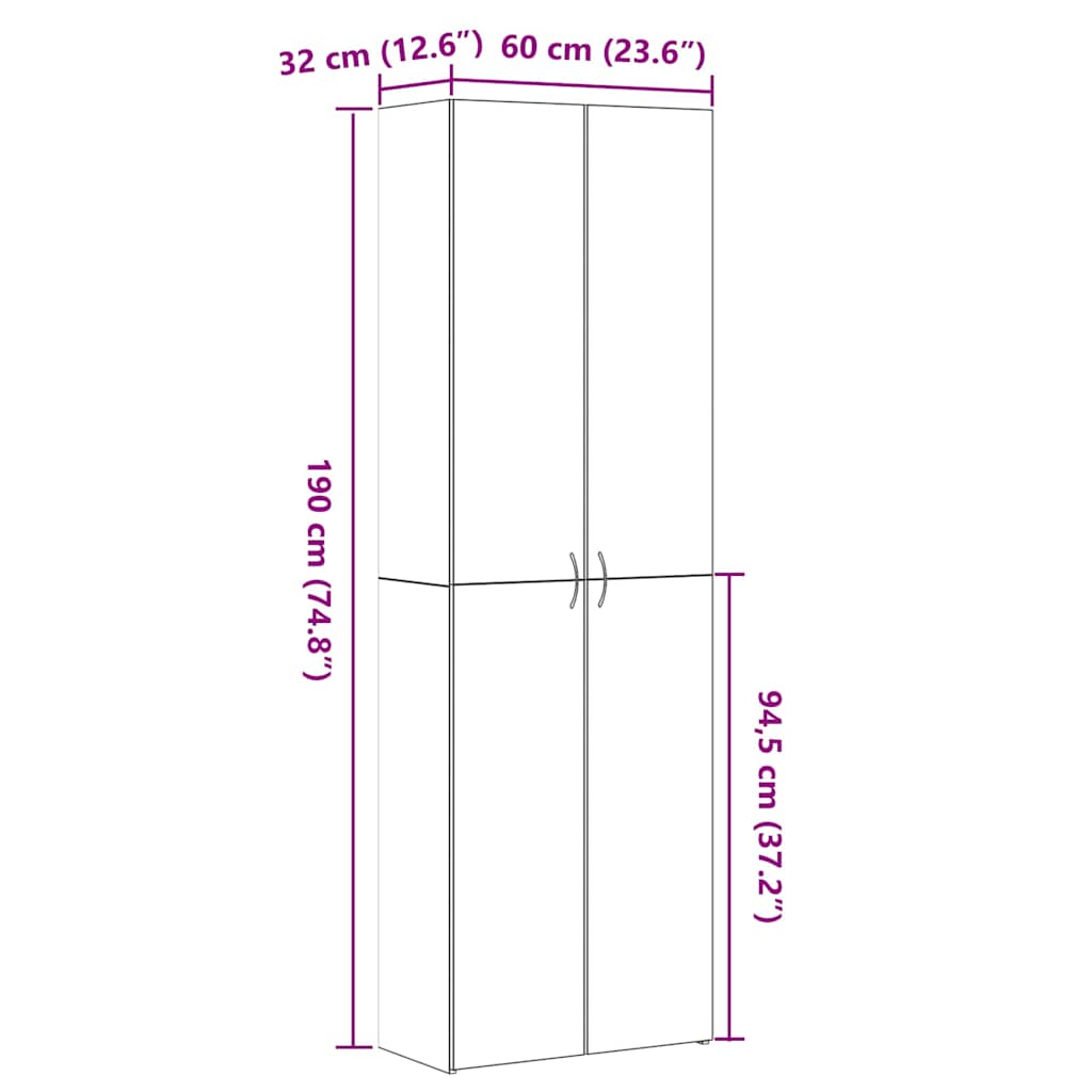 Kantoor kast met plank Zwart eiken 60 x 32 x 190 Bewerkt hout is nu te koop bij PeponiXL, paradijselijk wonen!