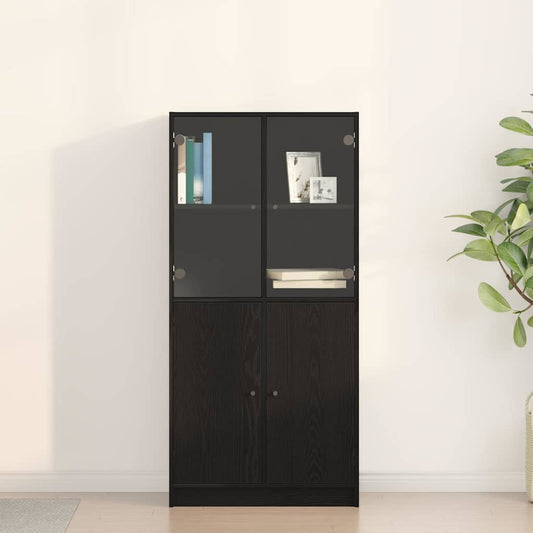 Hoge kast Zwart Eiken 68 x 37 x 142 cm is nu te koop bij PeponiXL, paradijselijk wonen!