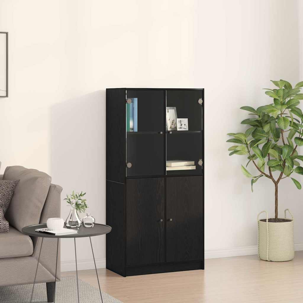 Hoge kast Zwart Eiken 68 x 37 x 142 cm is nu te koop bij PeponiXL, paradijselijk wonen!