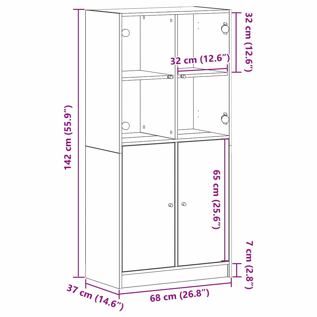 Hoge kast Zwart Eiken 68 x 37 x 142 cm is nu te koop bij PeponiXL, paradijselijk wonen!