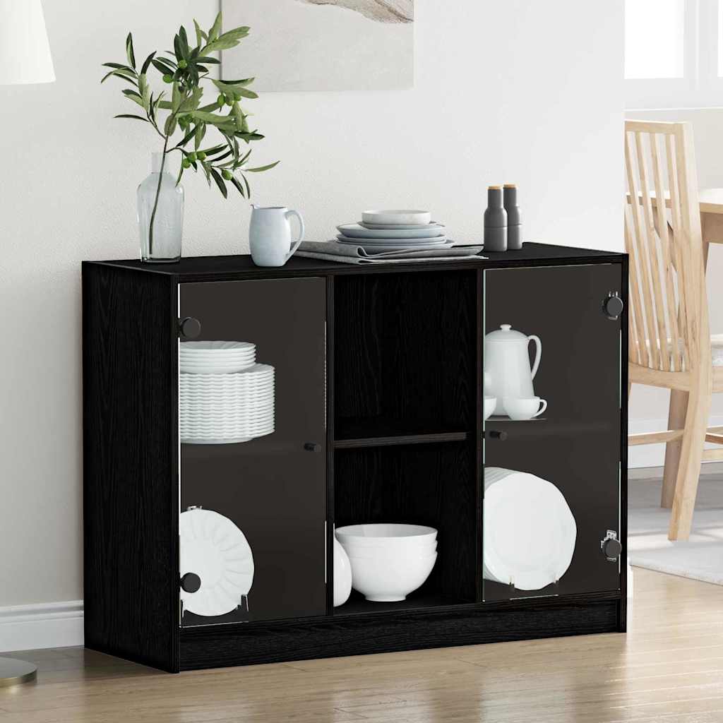 Dressoir Zwart Eiken 100 x 37 x 75.5 cm is nu te koop bij PeponiXL, paradijselijk wonen!