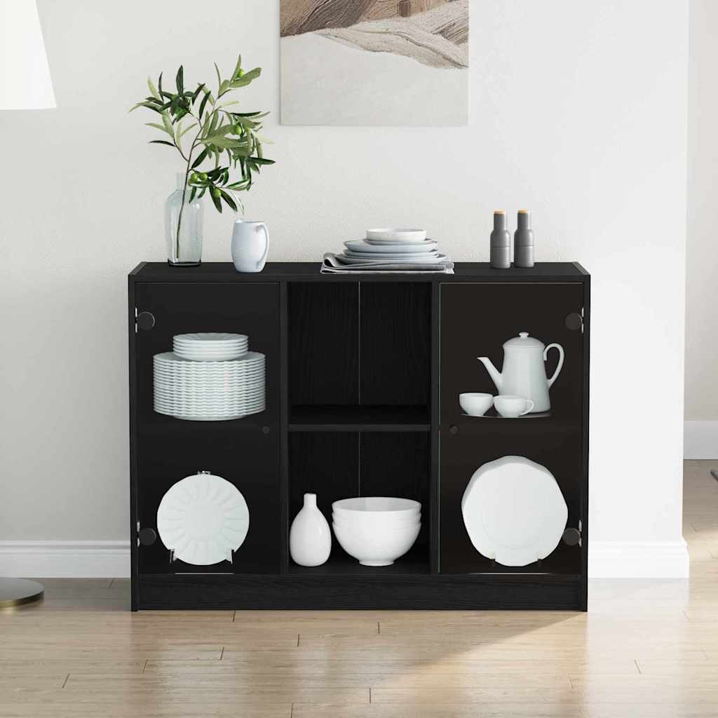 Dressoir Zwart Eiken 100 x 37 x 75.5 cm is nu te koop bij PeponiXL, paradijselijk wonen!