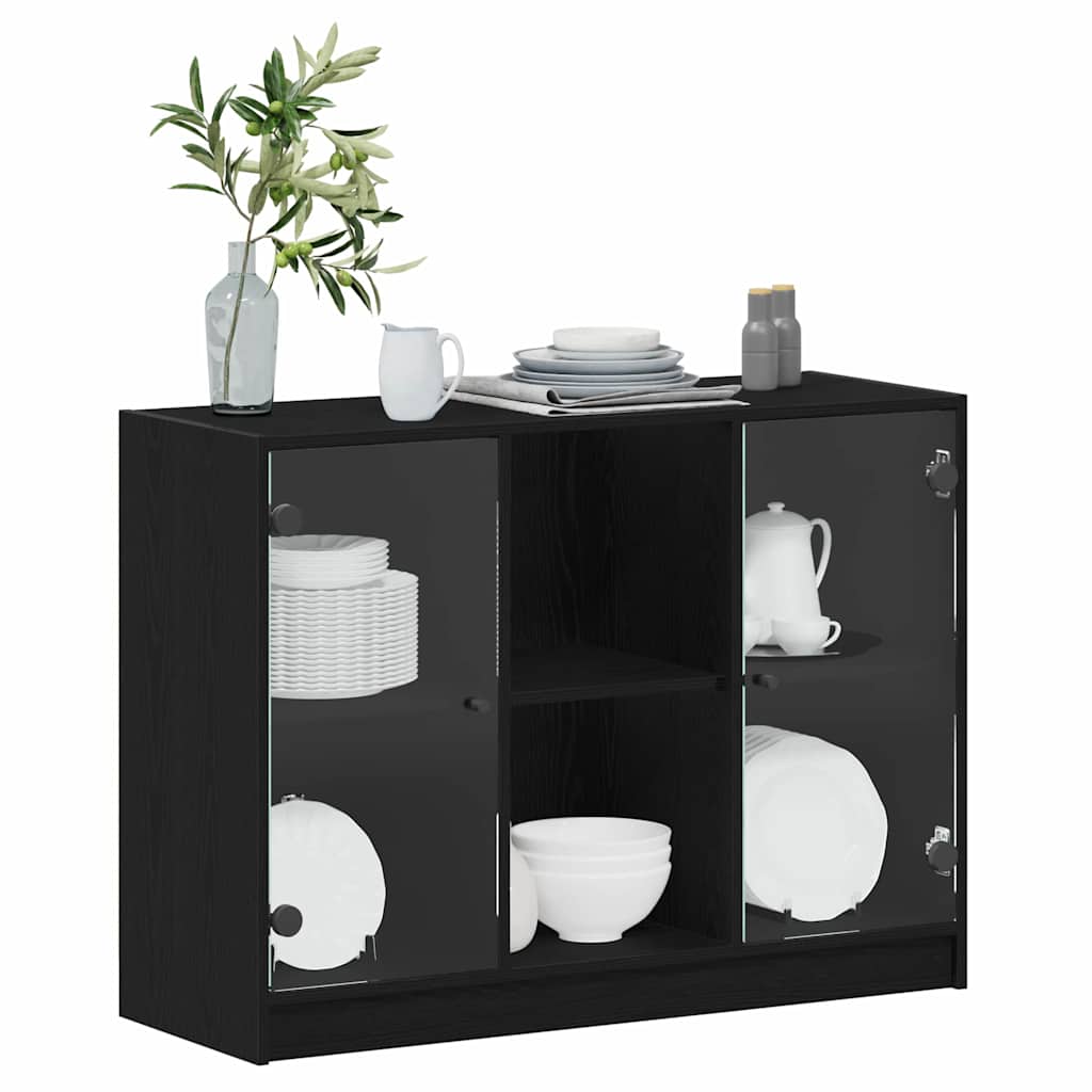 Dressoir Zwart Eiken 100 x 37 x 75.5 cm is nu te koop bij PeponiXL, paradijselijk wonen!