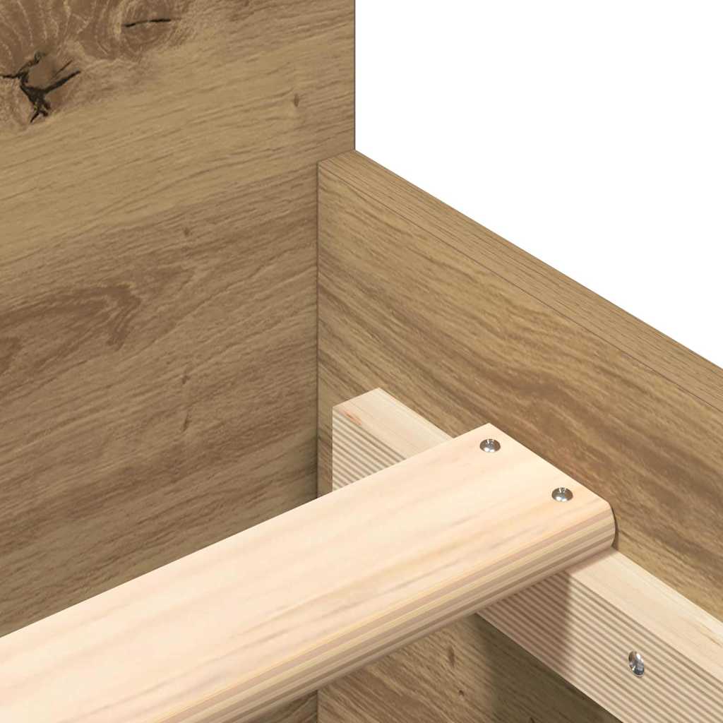Bedframe Artisan Eiken 203 x 203 x 50 cm Bewerkt hout is nu te koop bij PeponiXL, paradijselijk wonen!