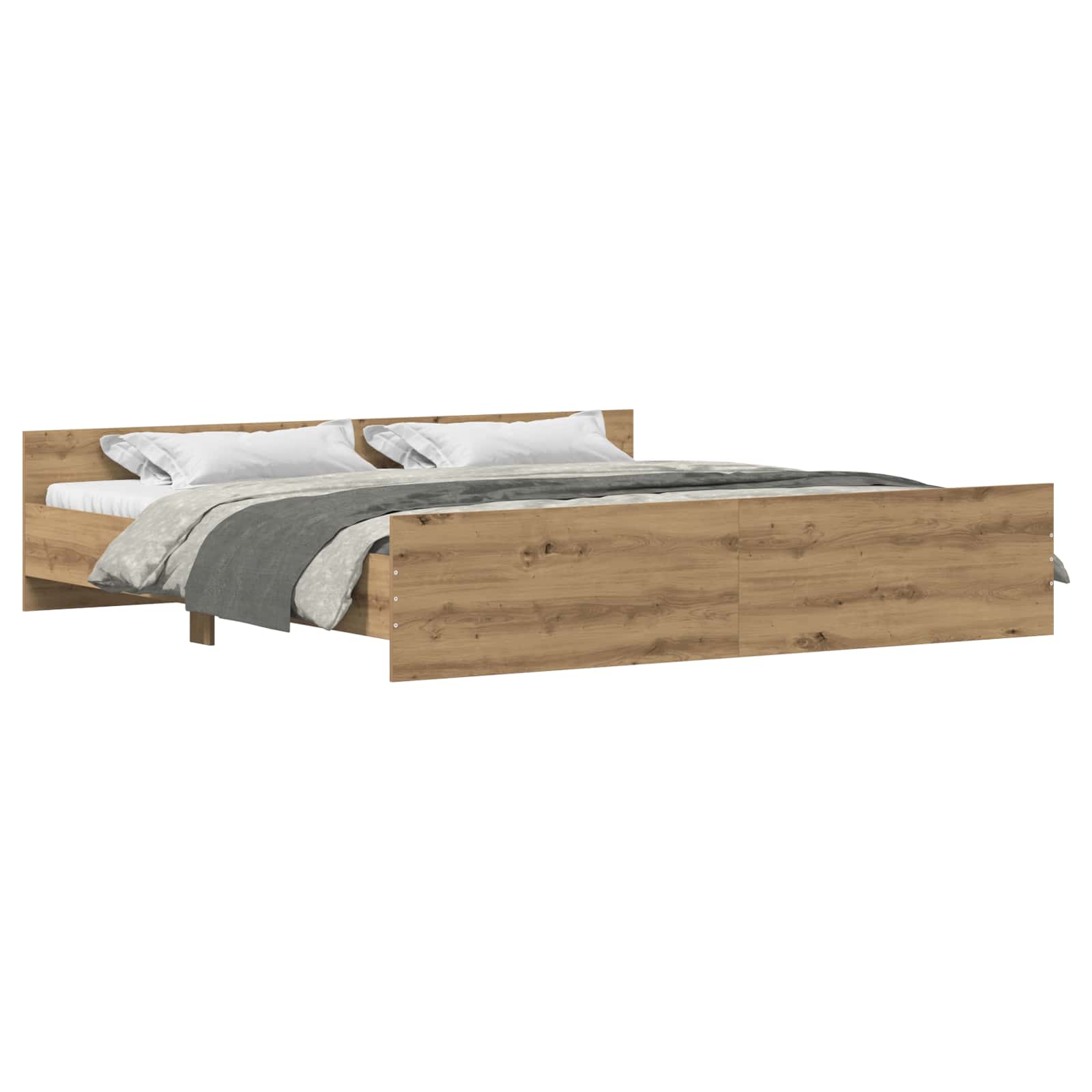Bedframe Artisan Eiken 203 x 203 x 50 cm Bewerkt hout is nu te koop bij PeponiXL, paradijselijk wonen!