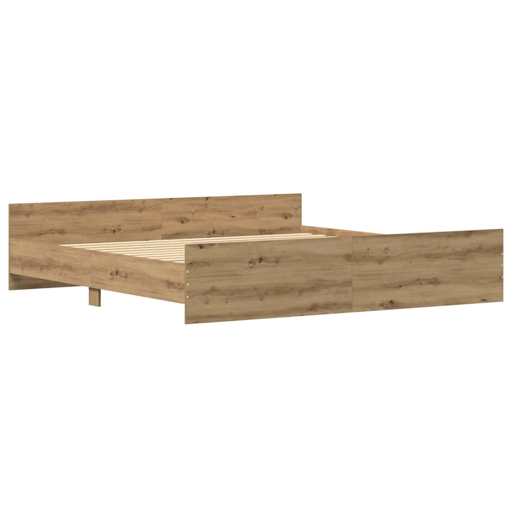 Bedframe Artisan Eiken 203 x 203 x 50 cm Bewerkt hout is nu te koop bij PeponiXL, paradijselijk wonen!