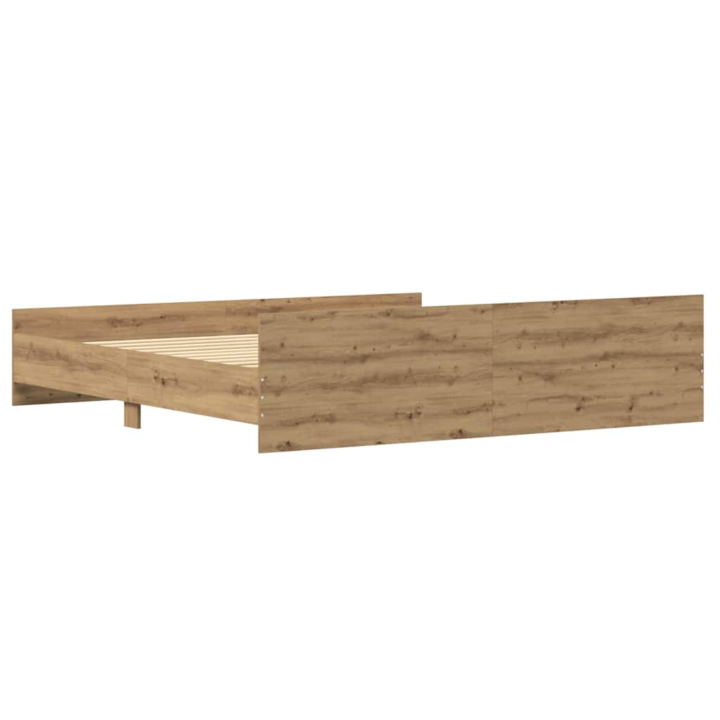 Bedframe Artisan Eiken 203 x 203 x 50 cm Bewerkt hout is nu te koop bij PeponiXL, paradijselijk wonen!