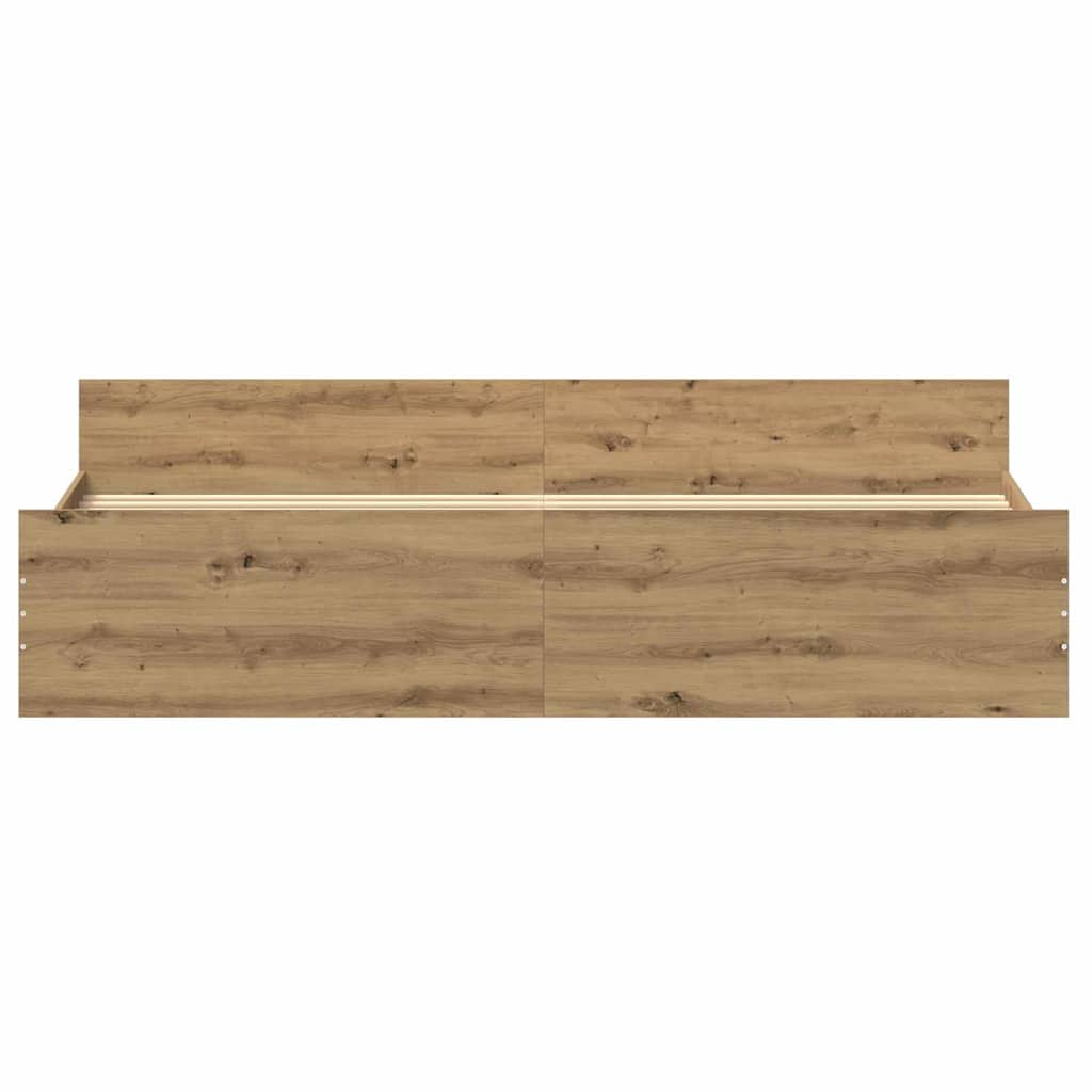 Bedframe Artisan Eiken 203 x 203 x 50 cm Bewerkt hout is nu te koop bij PeponiXL, paradijselijk wonen!