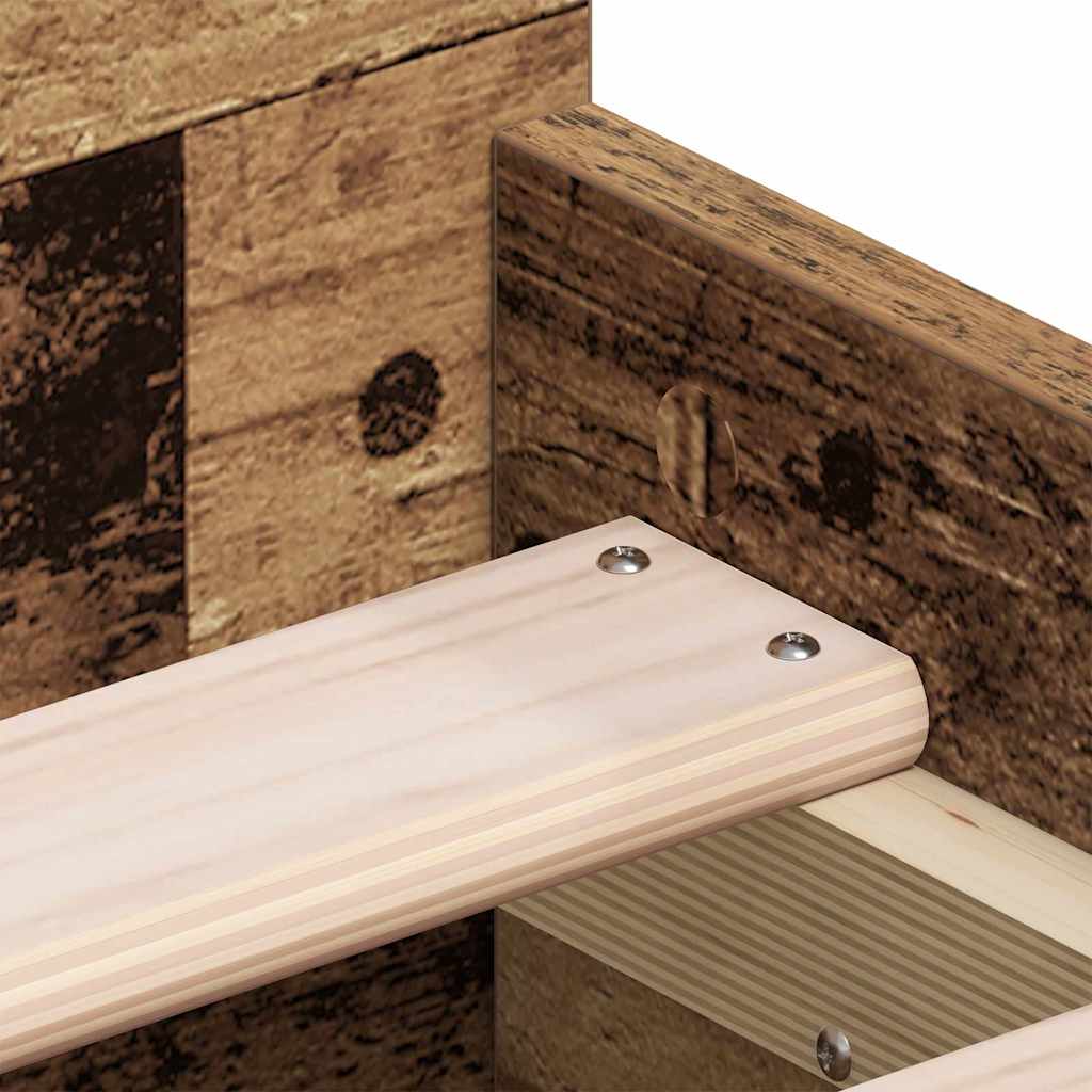 Bedframe met hoofdeinde Oud Hout 193 x 78 x 50 cm Bewerkt hout is nu te koop bij PeponiXL, paradijselijk wonen!