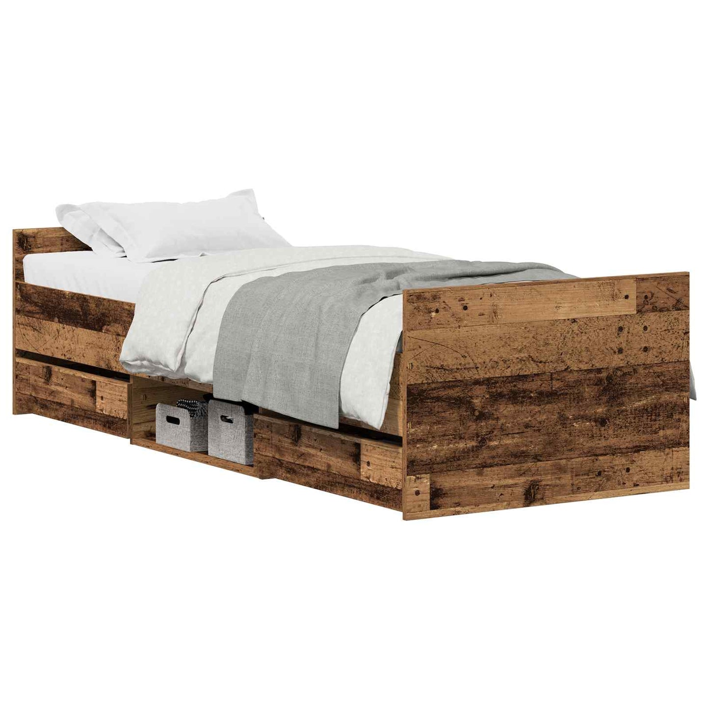 Bedframe met hoofdeinde Oud Hout 193 x 78 x 50 cm Bewerkt hout is nu te koop bij PeponiXL, paradijselijk wonen!