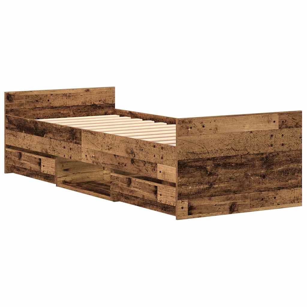 Bedframe met hoofdeinde Oud Hout 193 x 78 x 50 cm Bewerkt hout is nu te koop bij PeponiXL, paradijselijk wonen!