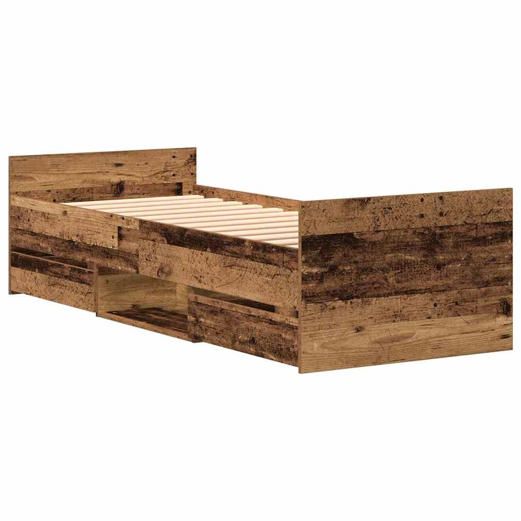 Bedframe met hoofdeinde Oud Hout 193 x 78 x 50 cm Bewerkt hout is nu te koop bij PeponiXL, paradijselijk wonen!