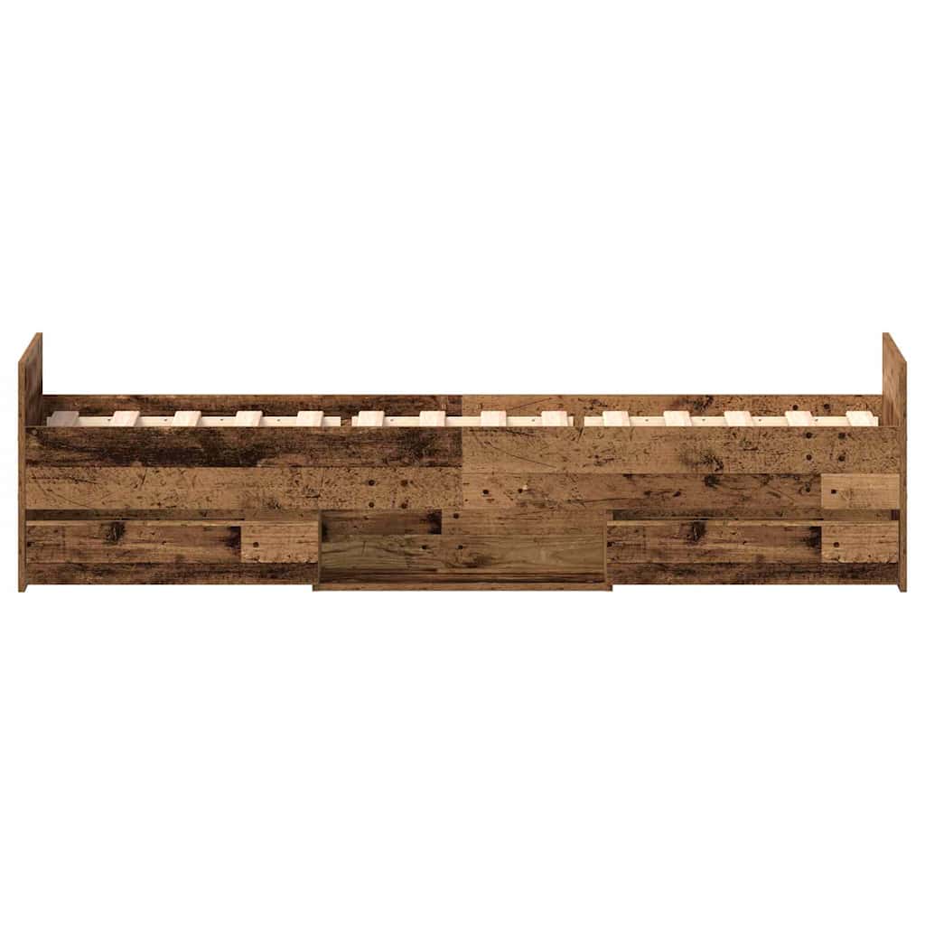 Bedframe met hoofdeinde Oud Hout 193 x 78 x 50 cm Bewerkt hout is nu te koop bij PeponiXL, paradijselijk wonen!