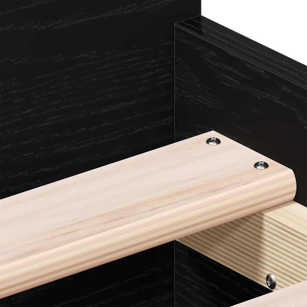 Bedframe met lade Zwart Eiken 193 x 78 x 50 cm Bewerkt hout is nu te koop bij PeponiXL, paradijselijk wonen!