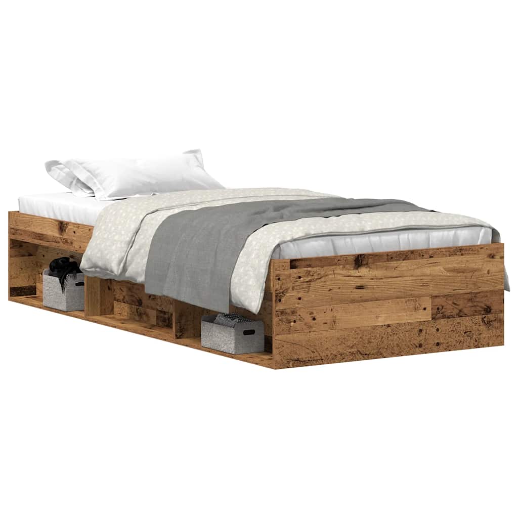 Bedframe zonder matras 75x190 cm spaanplaat oud hout is nu te koop bij PeponiXL, paradijselijk wonen!