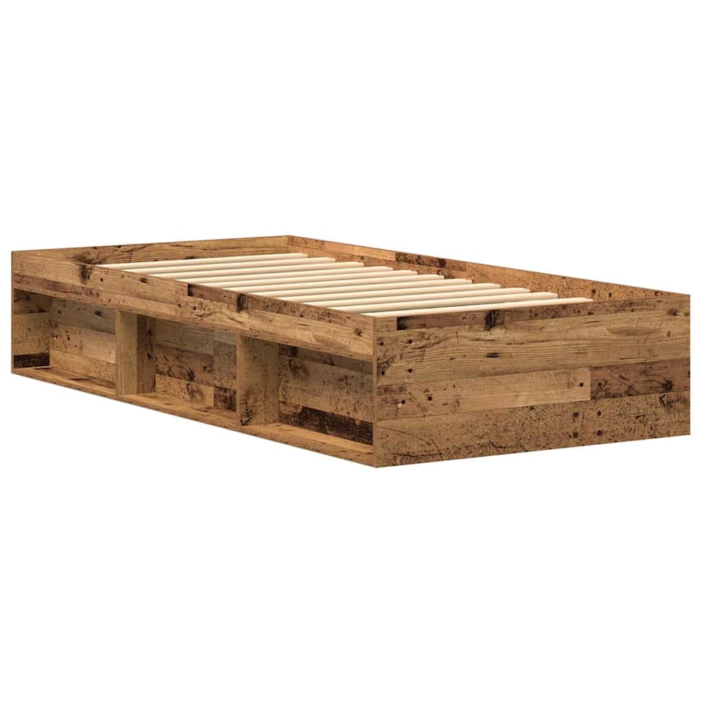 Bedframe zonder matras 75x190 cm spaanplaat oud hout is nu te koop bij PeponiXL, paradijselijk wonen!