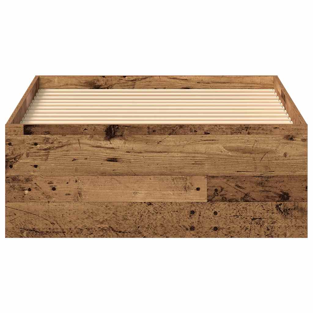 Bedframe zonder matras 75x190 cm spaanplaat oud hout is nu te koop bij PeponiXL, paradijselijk wonen!