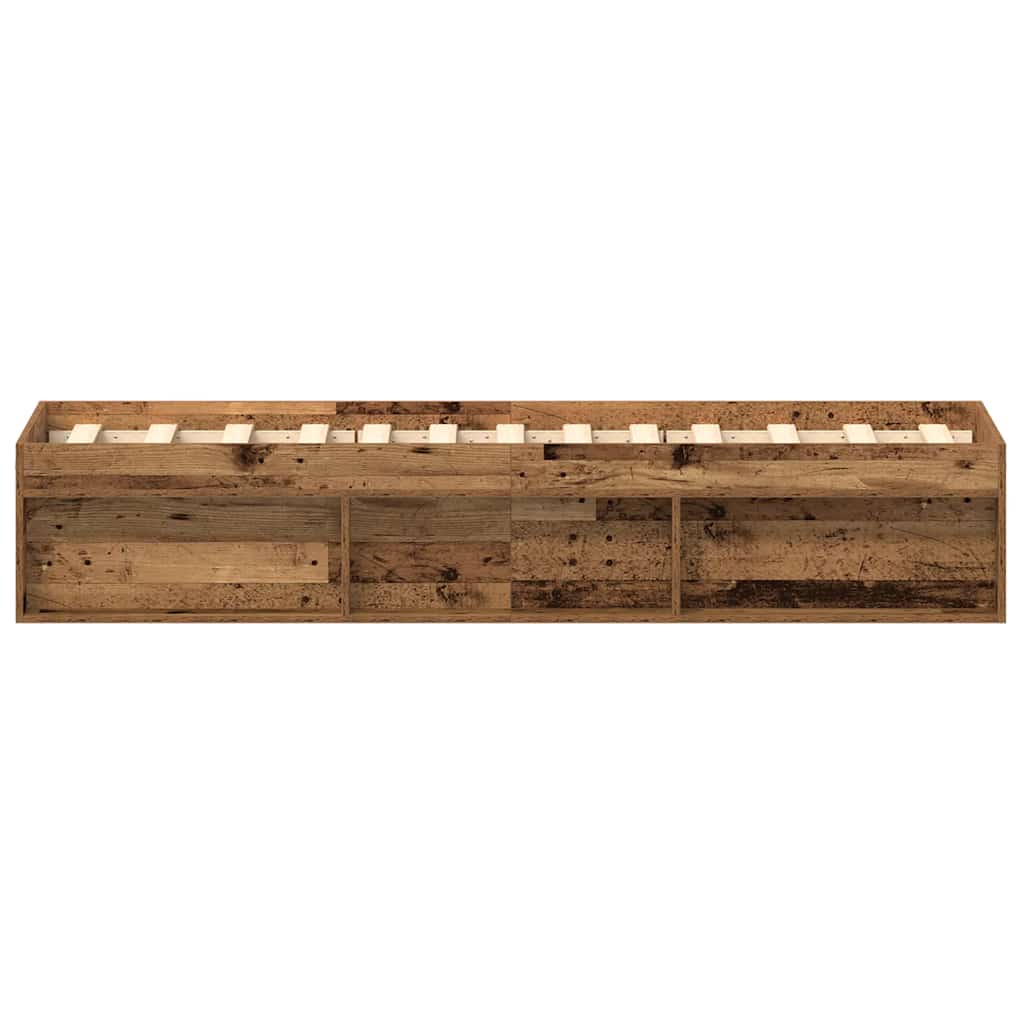 Bedframe zonder matras 75x190 cm spaanplaat oud hout is nu te koop bij PeponiXL, paradijselijk wonen!