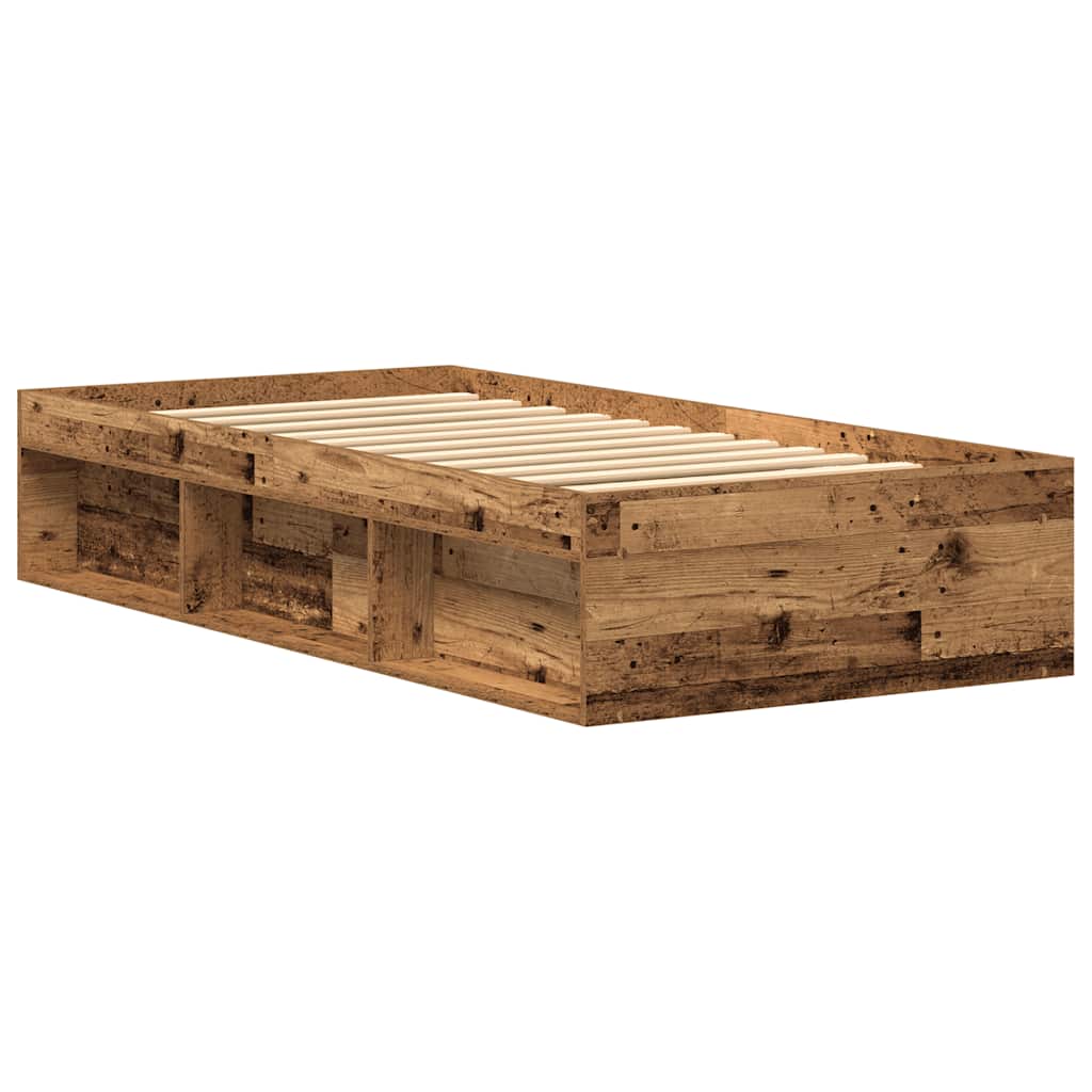Bedframe zonder matras 75x190 cm spaanplaat oud hout is nu te koop bij PeponiXL, paradijselijk wonen!