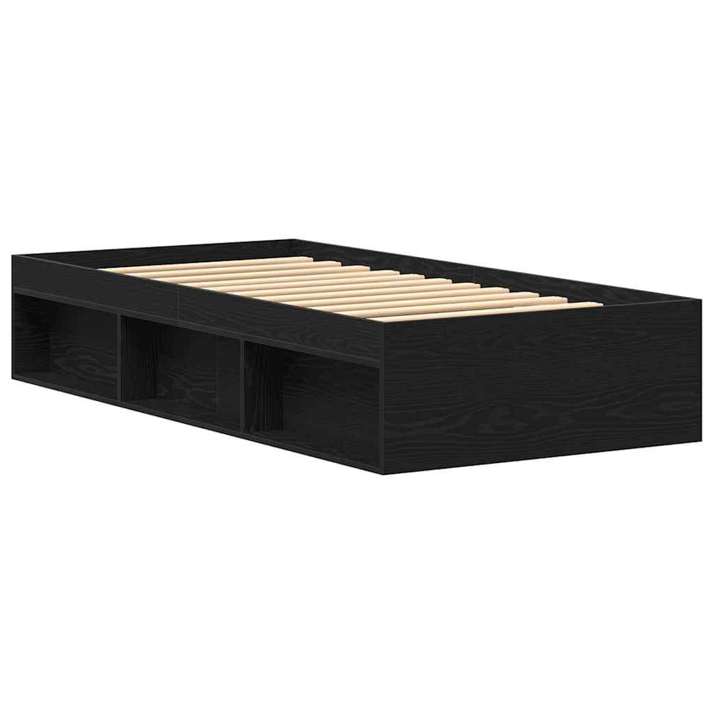 Bedframe zonder matras 75x190 cm spaanplaat zwart eikenkleurig is nu te koop bij PeponiXL, paradijselijk wonen!