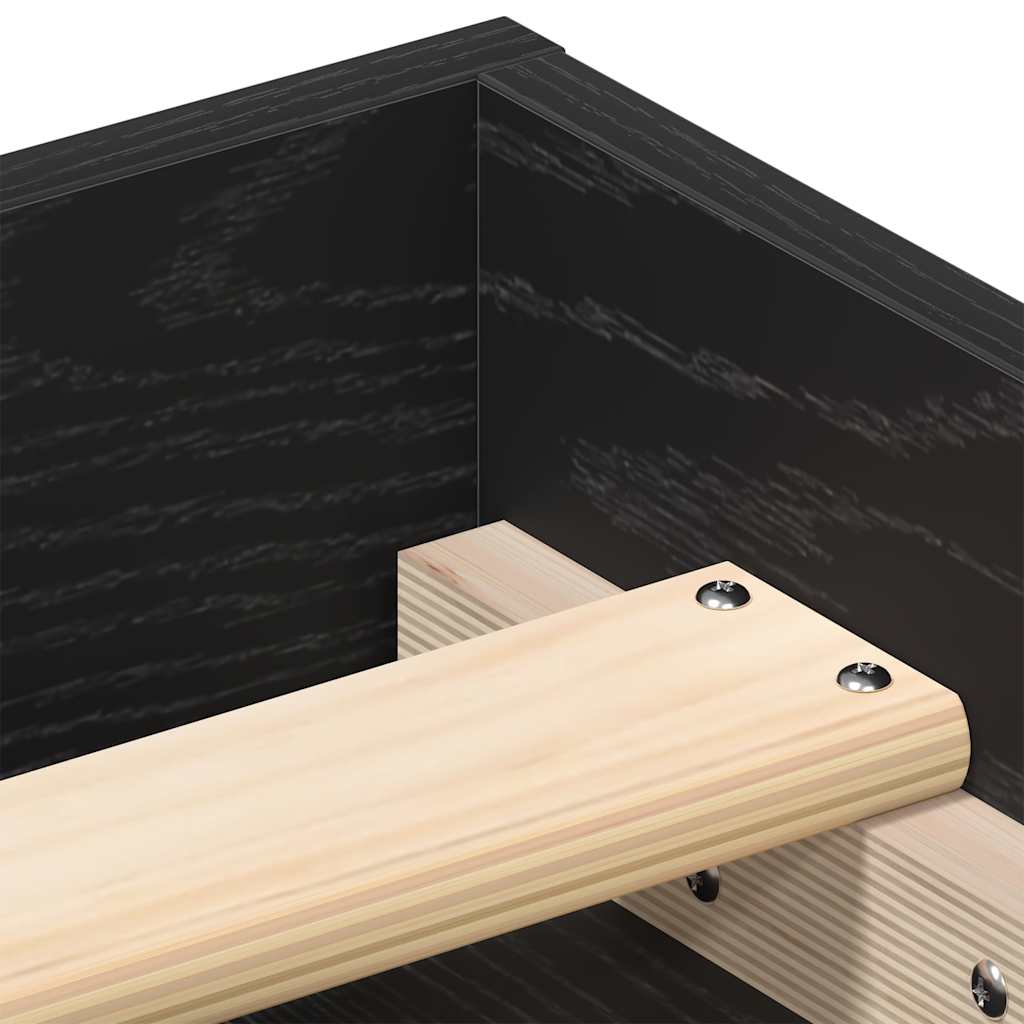 Bedframe zonder matras 75x190 cm spaanplaat zwart eikenkleurig is nu te koop bij PeponiXL, paradijselijk wonen!