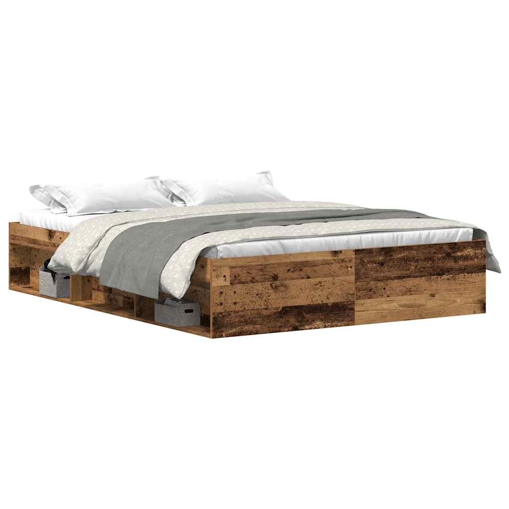 Bedframe zonder matras 150x200 cm bewerkt hout oud hout is nu te koop bij PeponiXL, paradijselijk wonen!