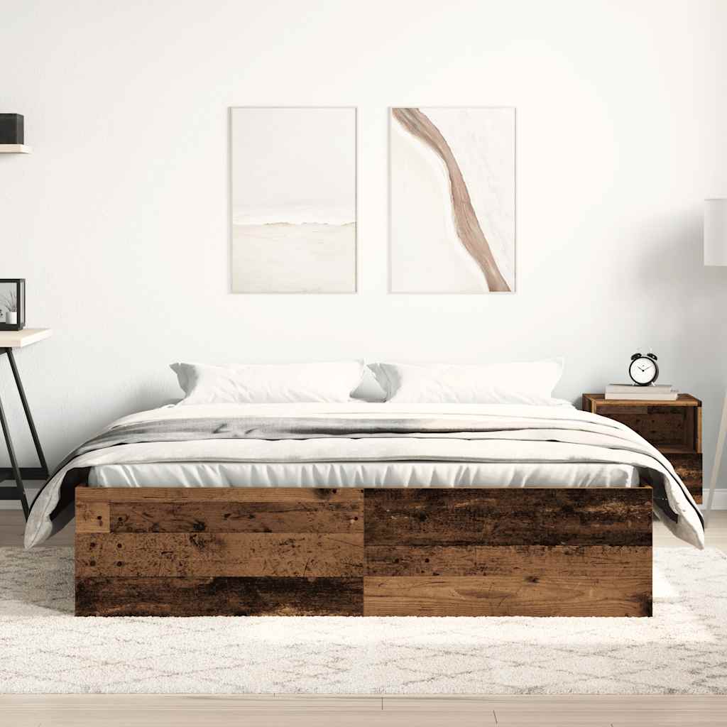 Bedframe zonder matras 150x200 cm bewerkt hout oud hout is nu te koop bij PeponiXL, paradijselijk wonen!