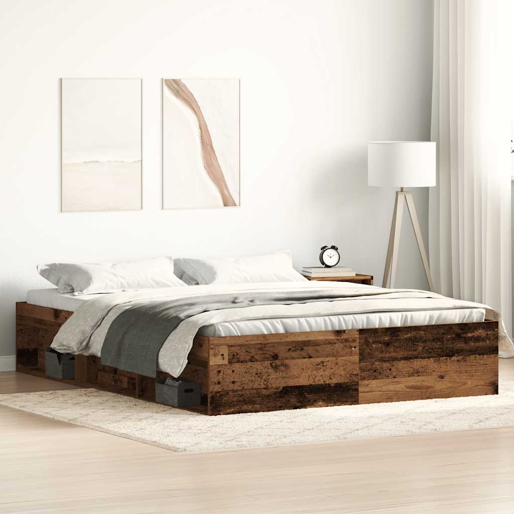 Bedframe zonder matras 150x200 cm bewerkt hout oud hout is nu te koop bij PeponiXL, paradijselijk wonen!