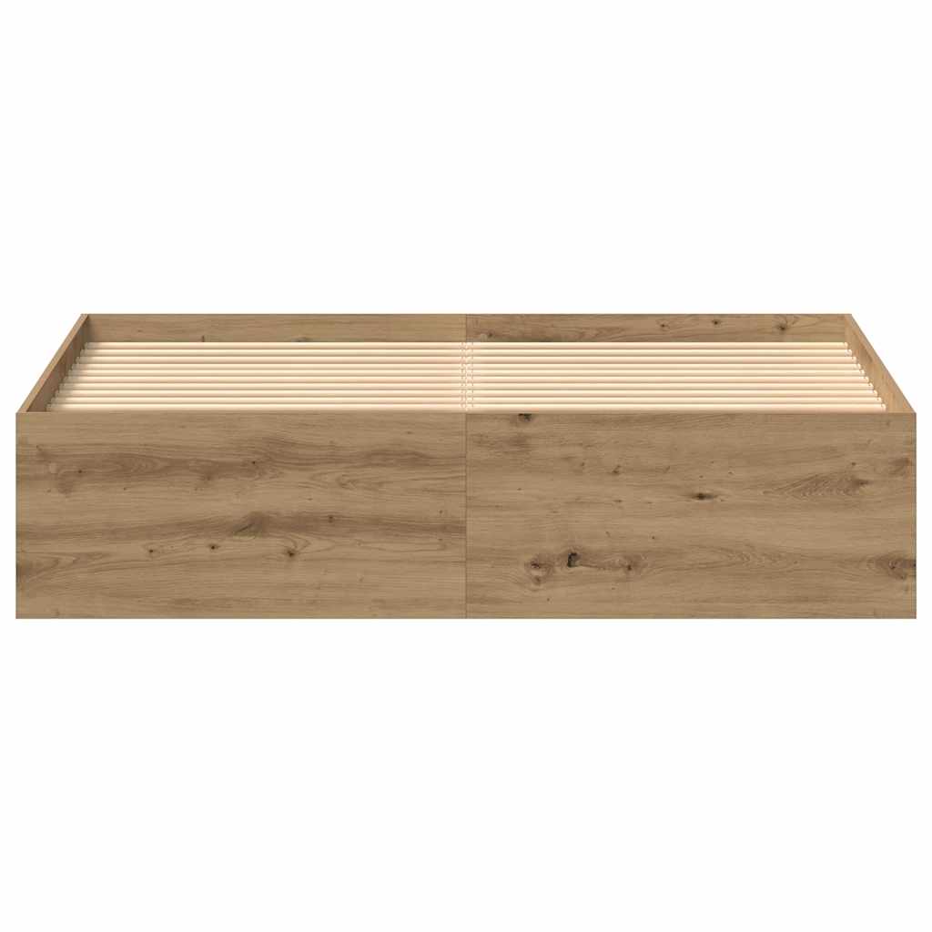 Bedframe zonder matras spaanplaat artisanaal eikenkleurig is nu te koop bij PeponiXL, paradijselijk wonen!