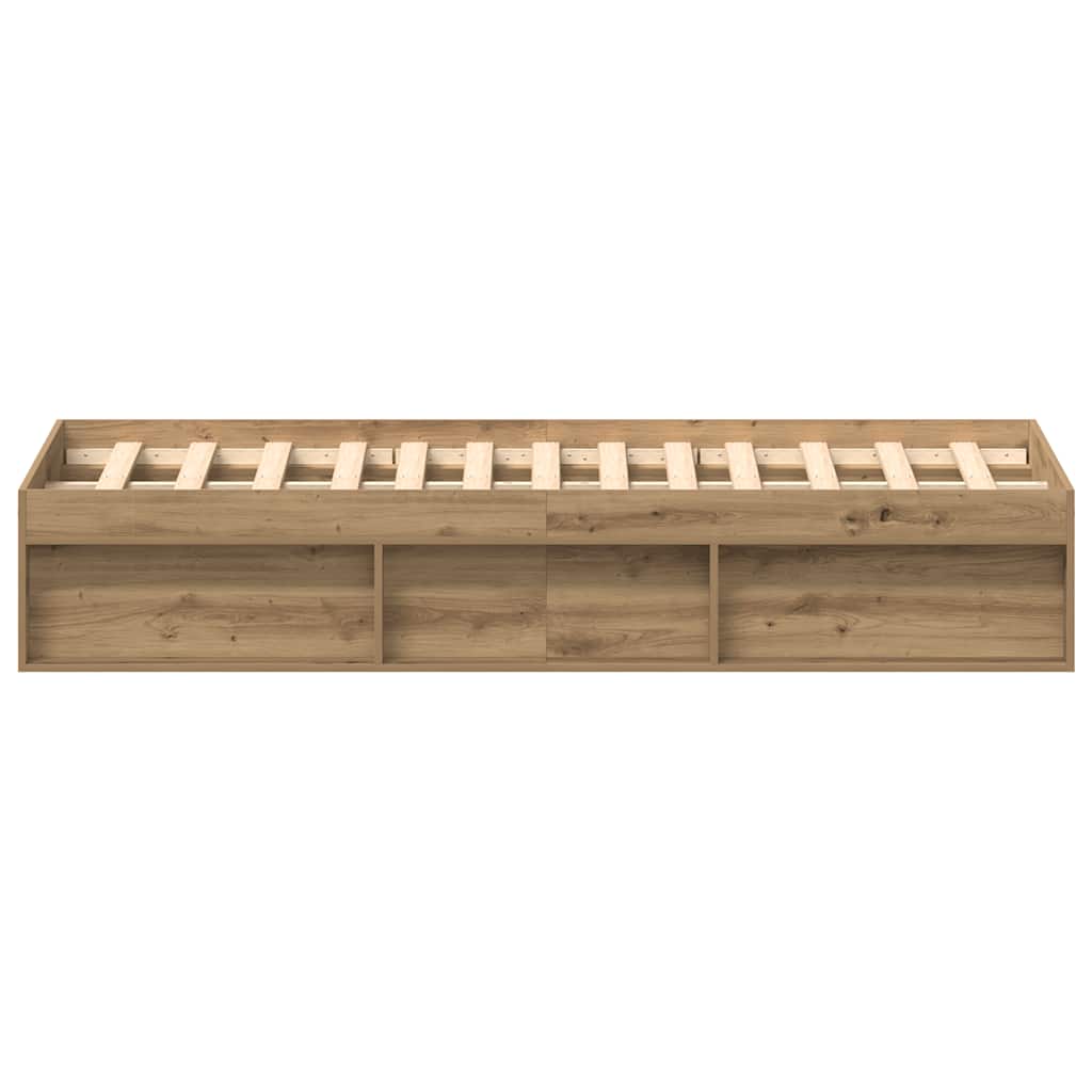 Bedframe zonder matras spaanplaat artisanaal eikenkleurig is nu te koop bij PeponiXL, paradijselijk wonen!