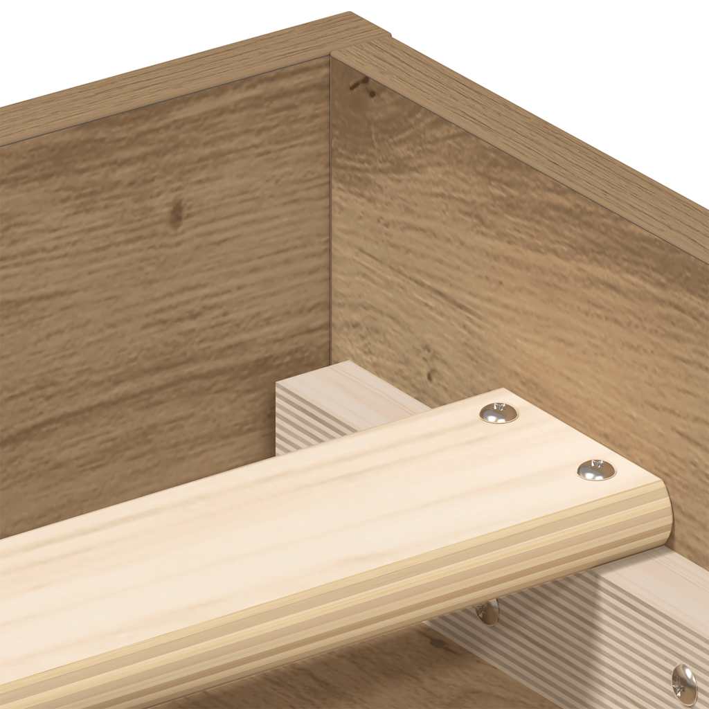 Bedframe zonder matras spaanplaat artisanaal eikenkleurig is nu te koop bij PeponiXL, paradijselijk wonen!