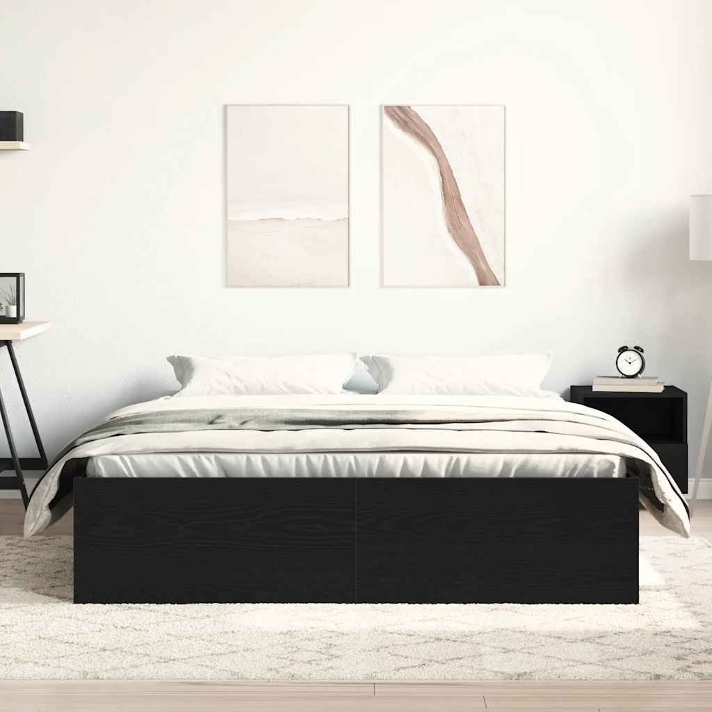 Bedframe zonder matras 150x200 cm bewerkt hout zwart eikenkleur is nu te koop bij PeponiXL, paradijselijk wonen!