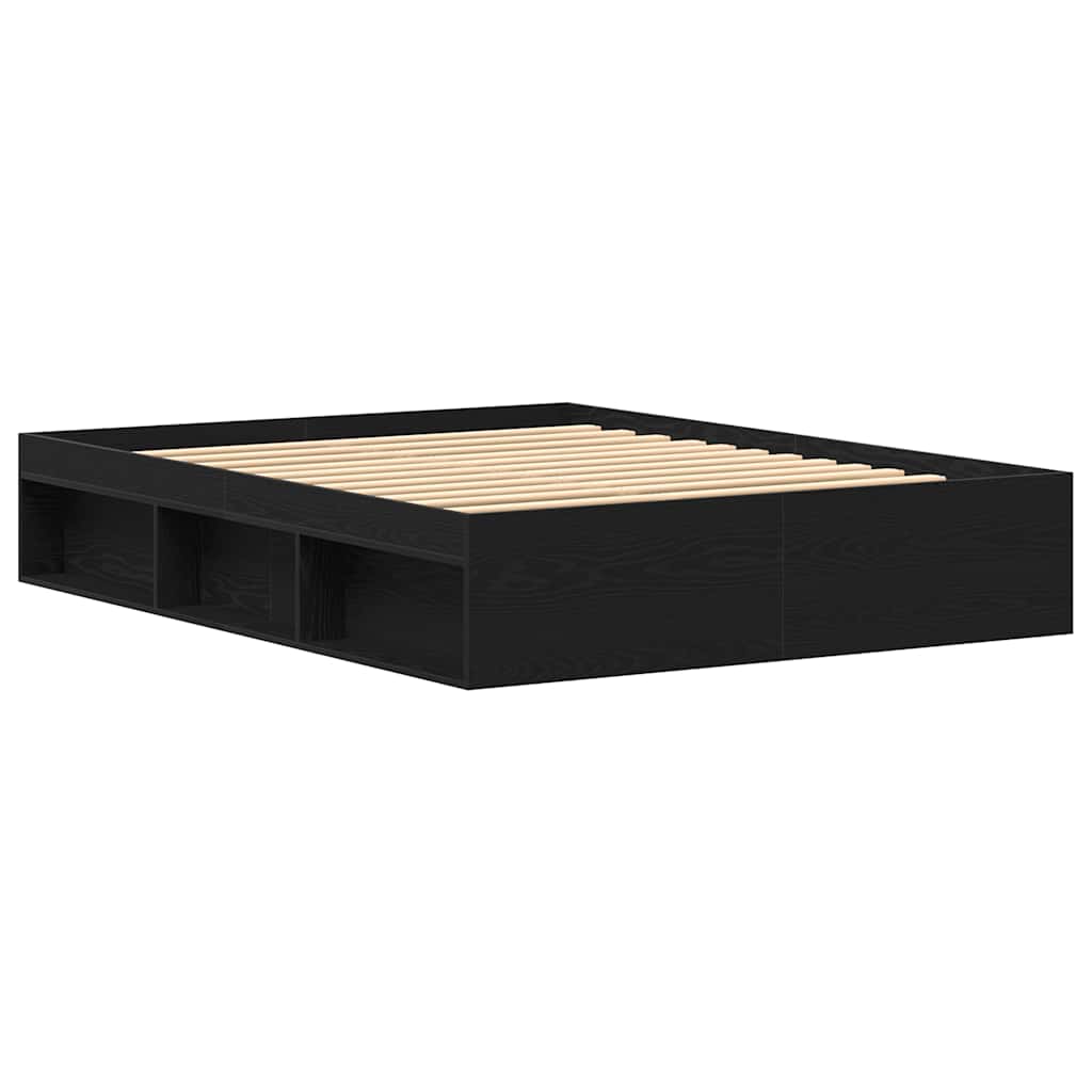 Bedframe zonder matras 150x200 cm bewerkt hout zwart eikenkleur is nu te koop bij PeponiXL, paradijselijk wonen!