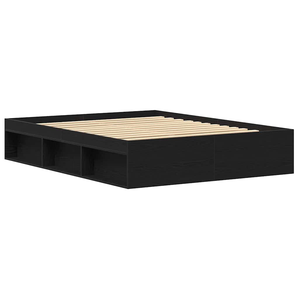 Bedframe zonder matras 150x200 cm bewerkt hout zwart eikenkleur is nu te koop bij PeponiXL, paradijselijk wonen!