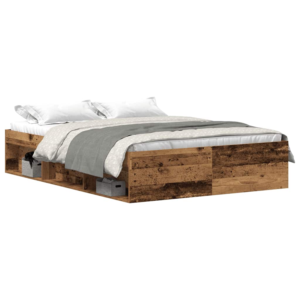 Bedframe zonder matras bewerkt 135x190 cm bewerkt hout oud is nu te koop bij PeponiXL, paradijselijk wonen!