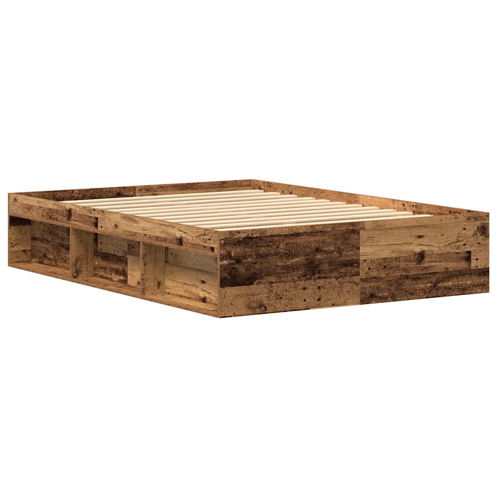 Bedframe zonder matras bewerkt 135x190 cm bewerkt hout oud is nu te koop bij PeponiXL, paradijselijk wonen!