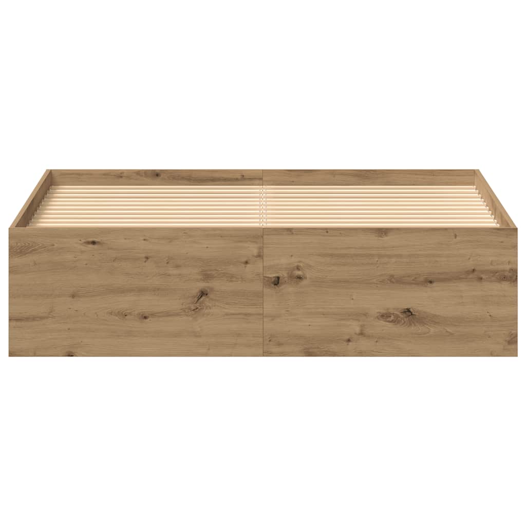 Bedframe zonder matras spaanplaat artisanaal eikenkleurig is nu te koop bij PeponiXL, paradijselijk wonen!