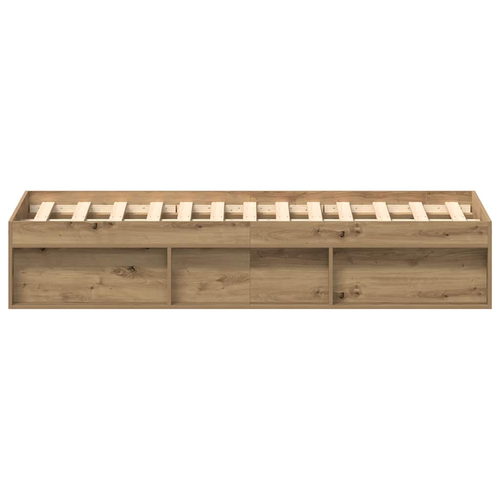 Bedframe zonder matras spaanplaat artisanaal eikenkleurig is nu te koop bij PeponiXL, paradijselijk wonen!