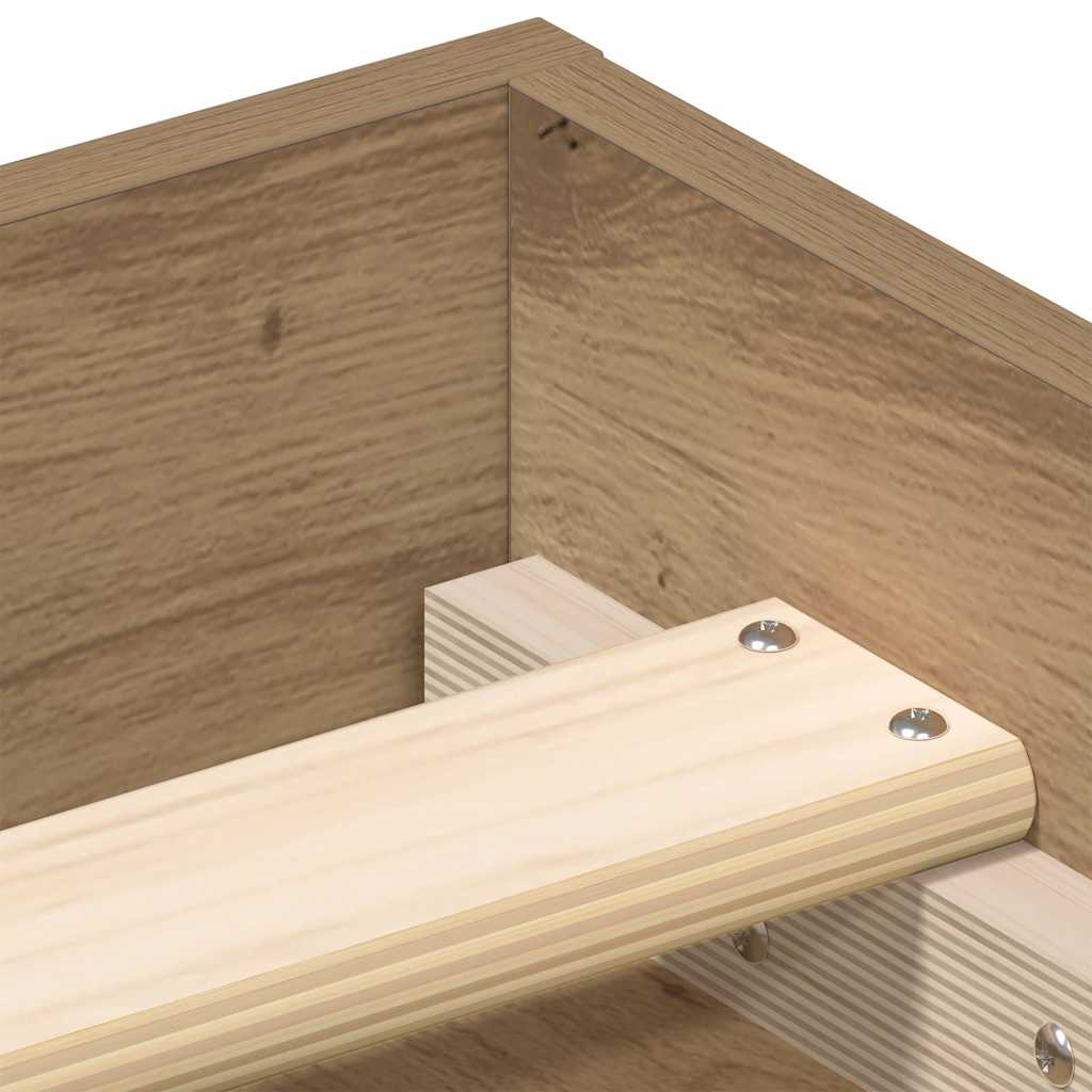 Bedframe zonder matras spaanplaat artisanaal eikenkleurig is nu te koop bij PeponiXL, paradijselijk wonen!